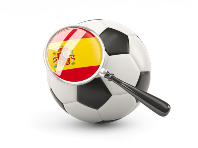 Football with magnified flag. Download flag icon of Spain at PNG format