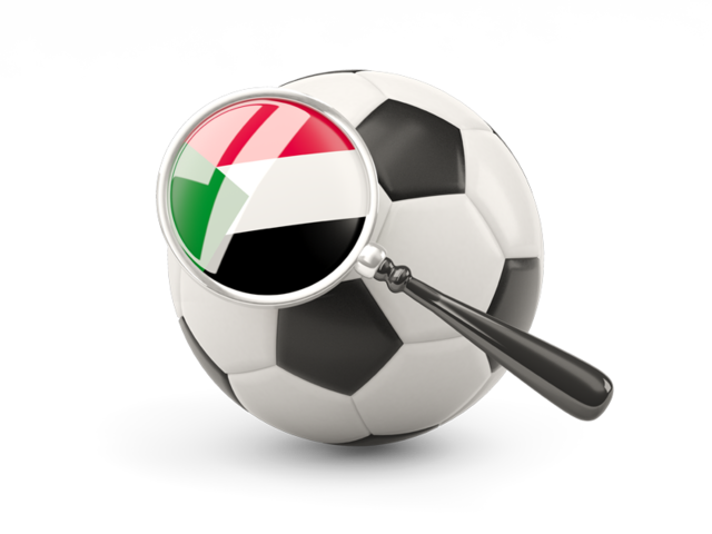 Football with magnified flag. Download flag icon of Sudan at PNG format