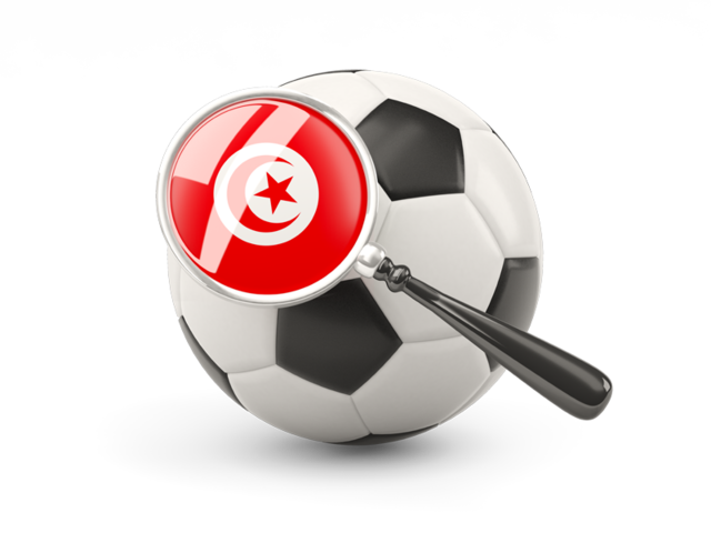 Football with magnified flag. Download flag icon of Tunisia at PNG format