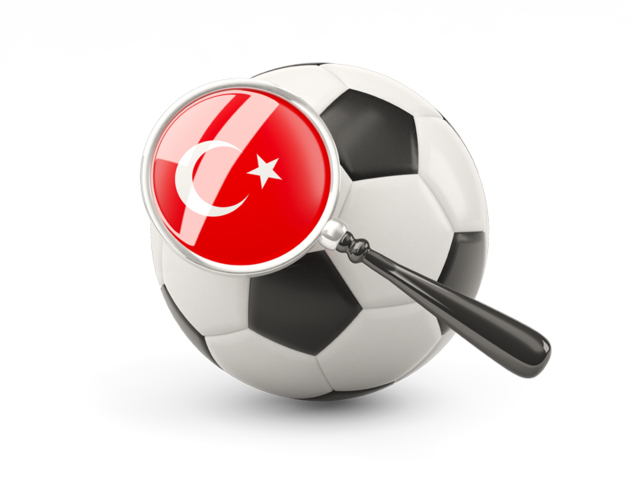 Football with magnified flag. Download flag icon of Turkey at PNG format