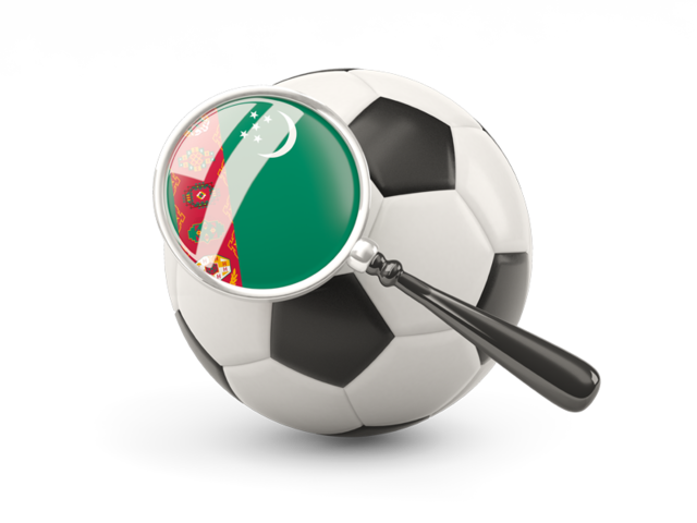 Football with magnified flag. Download flag icon of Turkmenistan at PNG format