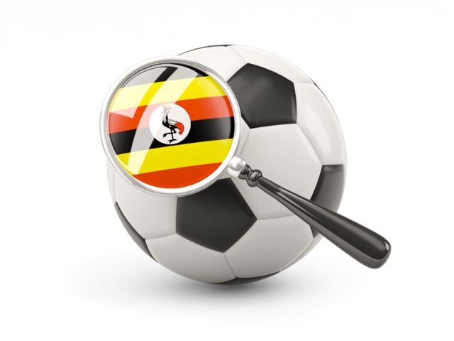 Football with magnified flag. Download flag icon of Uganda at PNG format