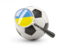 Ukraine. Football with magnified flag. Download icon.