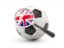 United Kingdom. Football with magnified flag. Download icon.