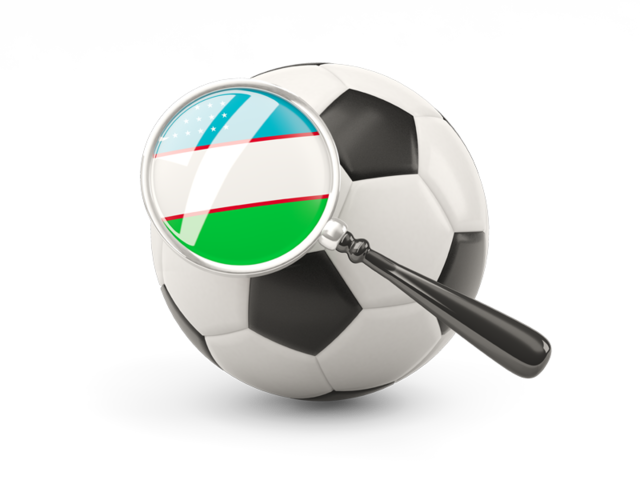 Football with magnified flag. Download flag icon of Uzbekistan at PNG format