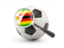 Zimbabwe. Football with magnified flag. Download icon.