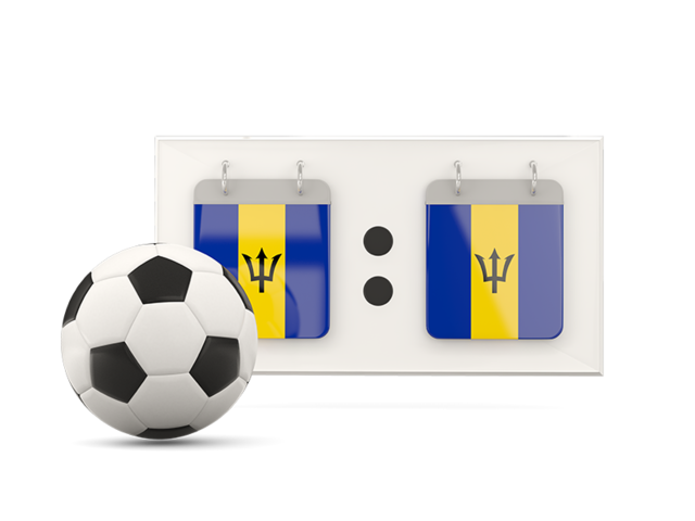 Football with scoreboard. Download flag icon of Barbados at PNG format