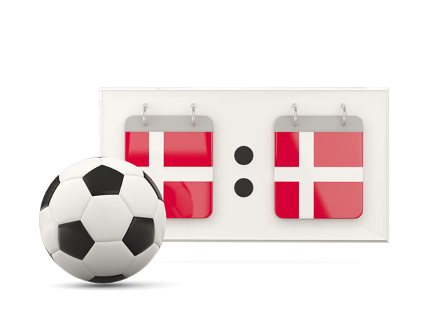 Футбольный мяч со счетом. Скачать флаг. Дания