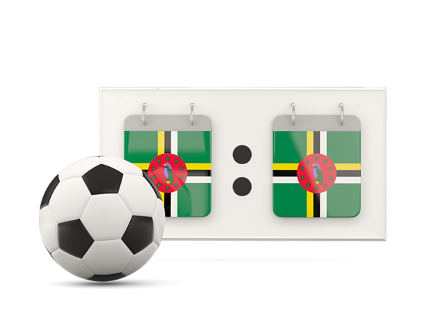 Football with scoreboard. Download flag icon of Dominica at PNG format