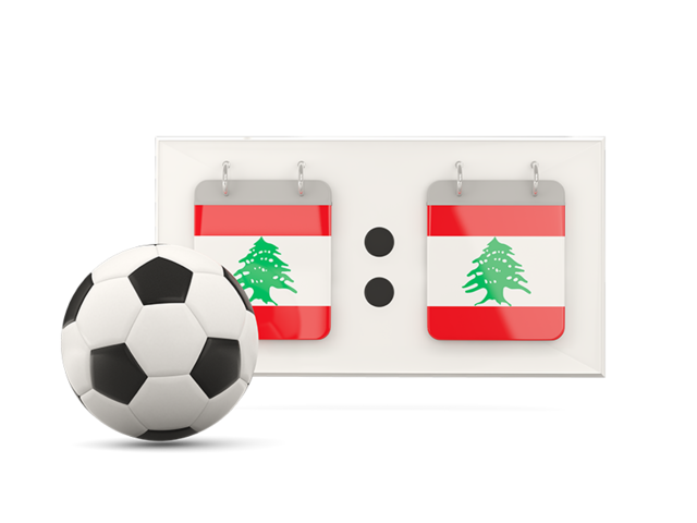 Football with scoreboard. Download flag icon of Lebanon at PNG format