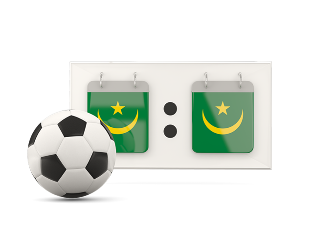Football with scoreboard. Download flag icon of Mauritania at PNG format
