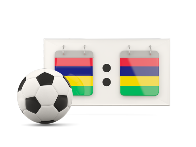 Football with scoreboard. Download flag icon of Mauritius at PNG format