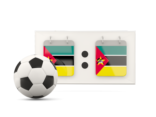 Football with scoreboard. Download flag icon of Mozambique at PNG format