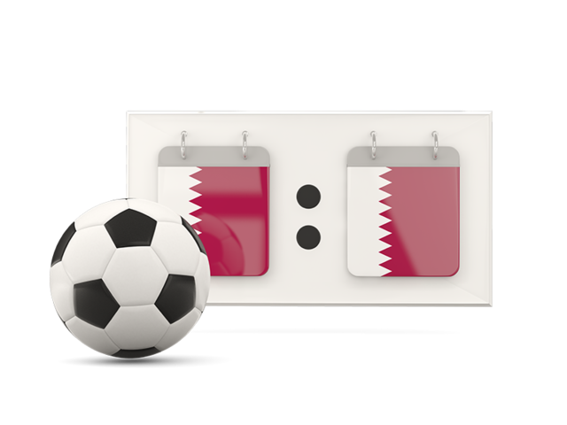 Football with scoreboard. Download flag icon of Qatar at PNG format