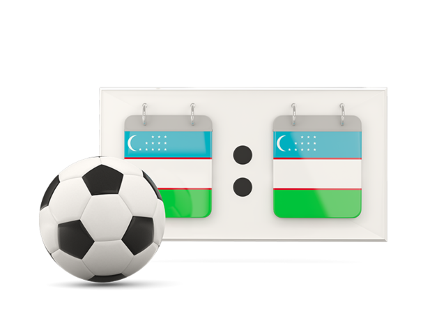 Football with scoreboard. Download flag icon of Uzbekistan at PNG format