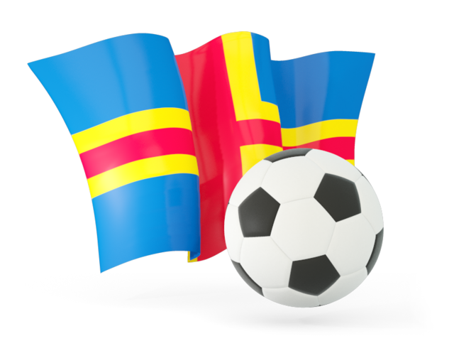 Football with waving flag. Download flag icon of Aland Islands at PNG format