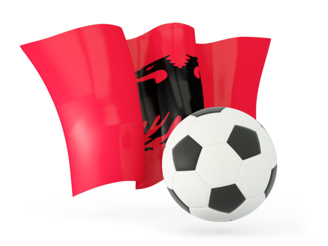 Football with waving flag. Download flag icon of Albania at PNG format
