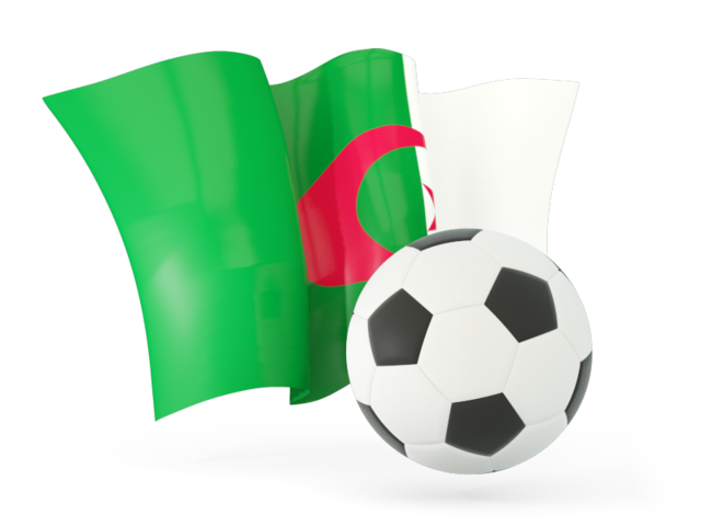 Football with waving flag. Download flag icon of Algeria at PNG format