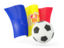 Andorra. Football with waving flag. Download icon.
