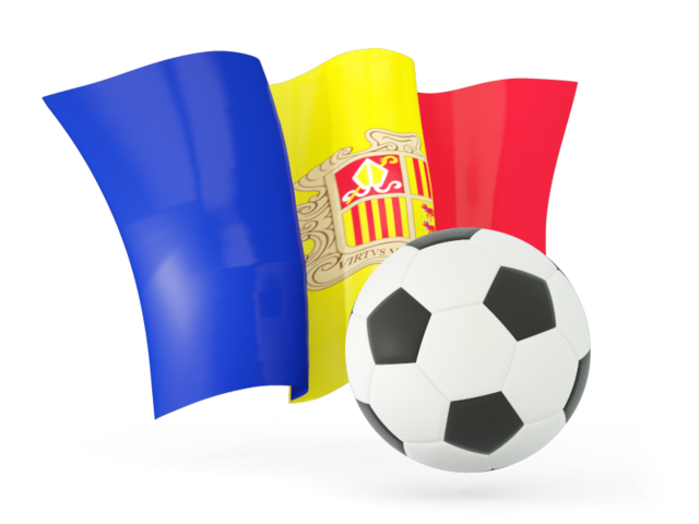 Football with waving flag. Download flag icon of Andorra at PNG format