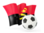 Angola. Football with waving flag. Download icon.