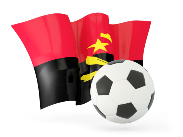 Football with waving flag. Download flag icon of Angola at PNG format