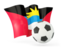 Antigua and Barbuda. Football with waving flag. Download icon.