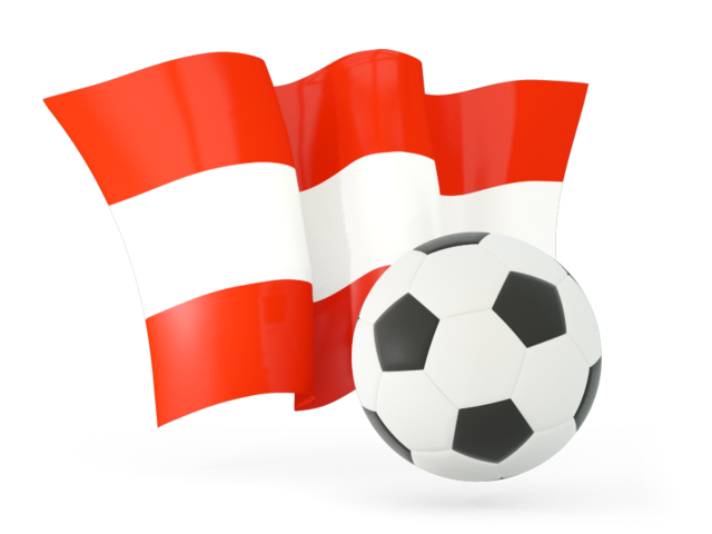 Футбольный мяч с волнистым флагом. Скачать флаг. Австрия