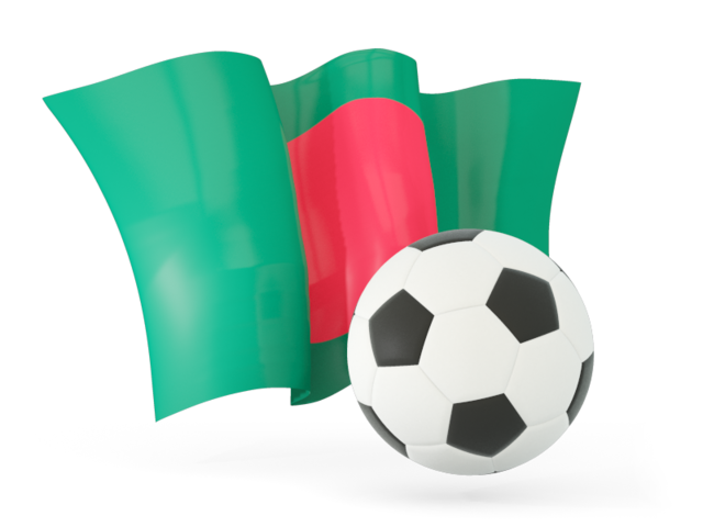 Футбольный мяч с волнистым флагом. Скачать флаг. Бангладеш