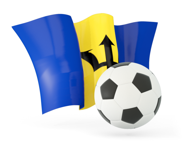 Football with waving flag. Download flag icon of Barbados at PNG format