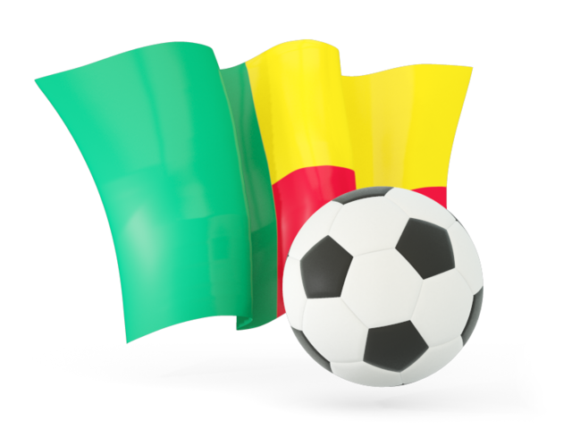 Football with waving flag. Download flag icon of Benin at PNG format