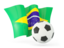 Brazil. Football with waving flag. Download icon.