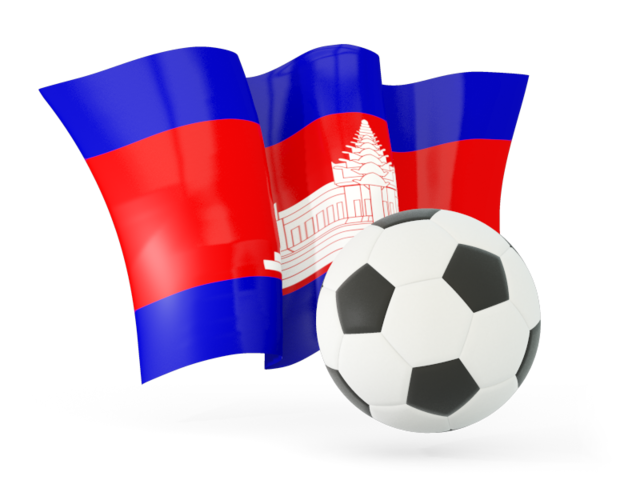 Футбольный мяч с волнистым флагом. Скачать флаг. Камбоджа