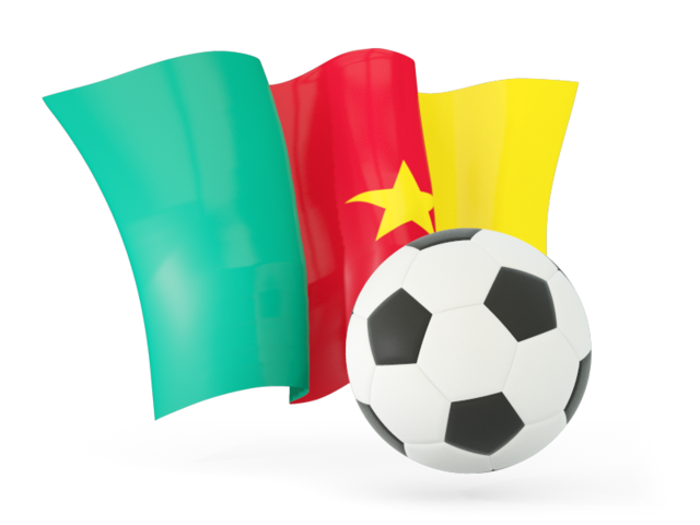 Football with waving flag. Download flag icon of Cameroon at PNG format