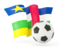 Central African Republic. Football with waving flag. Download icon.