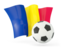 Chad. Football with waving flag. Download icon.