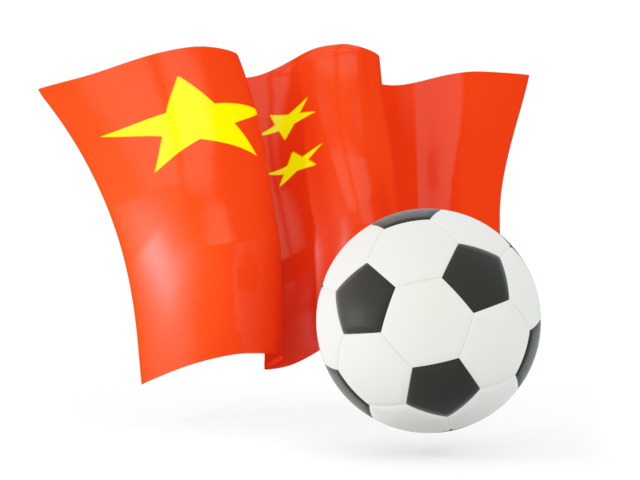 Football with waving flag. Download flag icon of China at PNG format