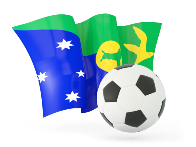 Football with waving flag. Download flag icon of Christmas Island at PNG format