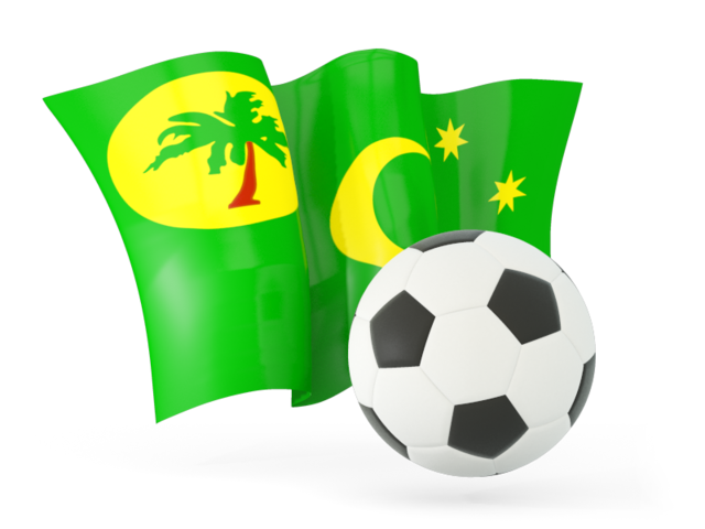 Football with waving flag. Download flag icon of Cocos Islands at PNG format