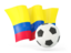 Colombia. Football with waving flag. Download icon.