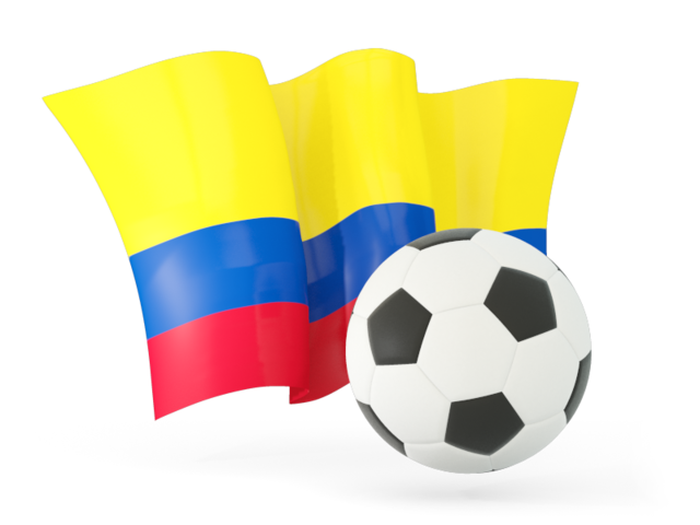 Футбольный мяч с волнистым флагом. Скачать флаг. Колумбия