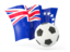 Cook Islands. Football with waving flag. Download icon.