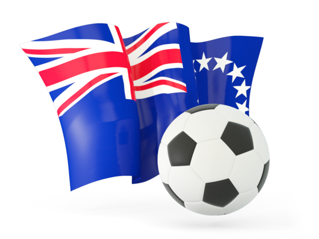 Football with waving flag. Download flag icon of Cook Islands at PNG format