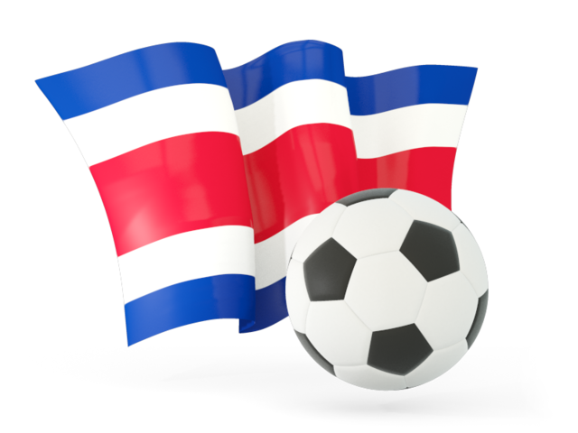 Футбольный мяч с волнистым флагом. Скачать флаг. Коста-Рика
