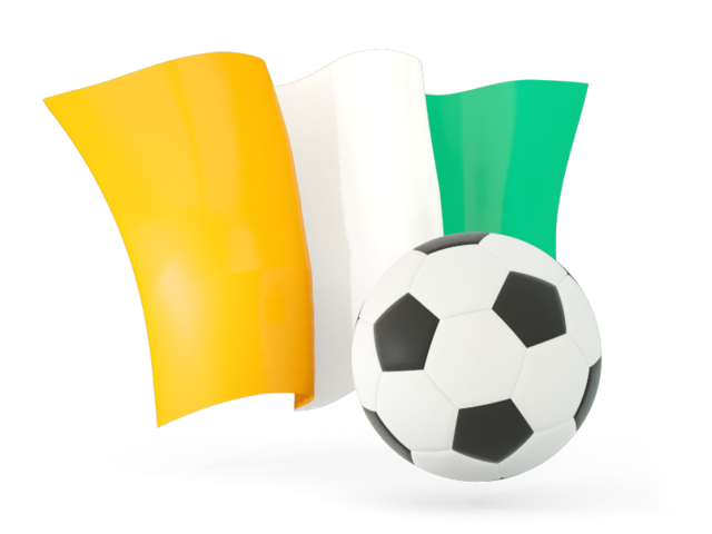 Football with waving flag. Download flag icon of Cote d'Ivoire at PNG format