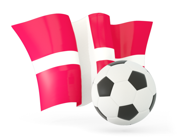 Футбольный мяч с волнистым флагом. Скачать флаг. Дания