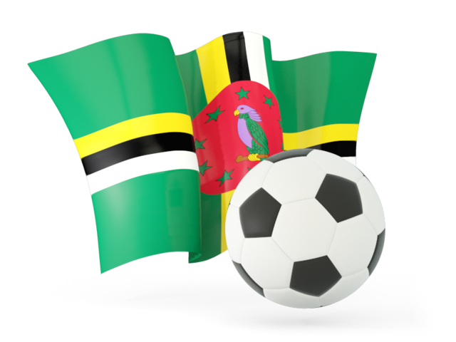 Football with waving flag. Download flag icon of Dominica at PNG format