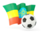 Ethiopia. Football with waving flag. Download icon.