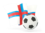 Faroe Islands. Football with waving flag. Download icon.
