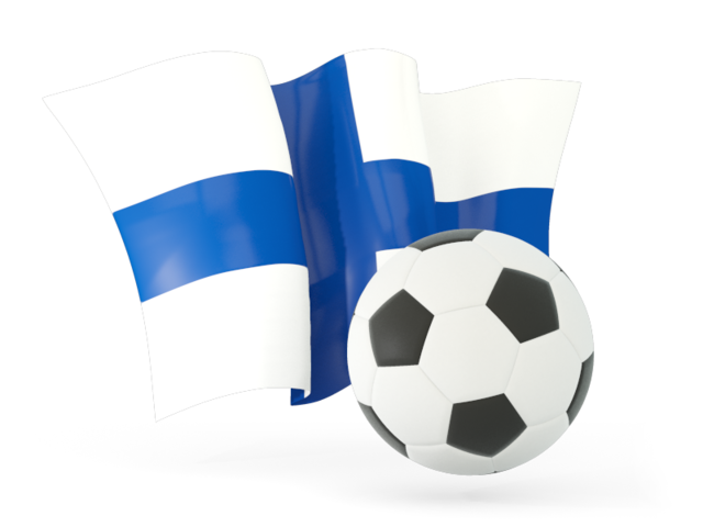 Футбольный мяч с волнистым флагом. Скачать флаг. Финляндия